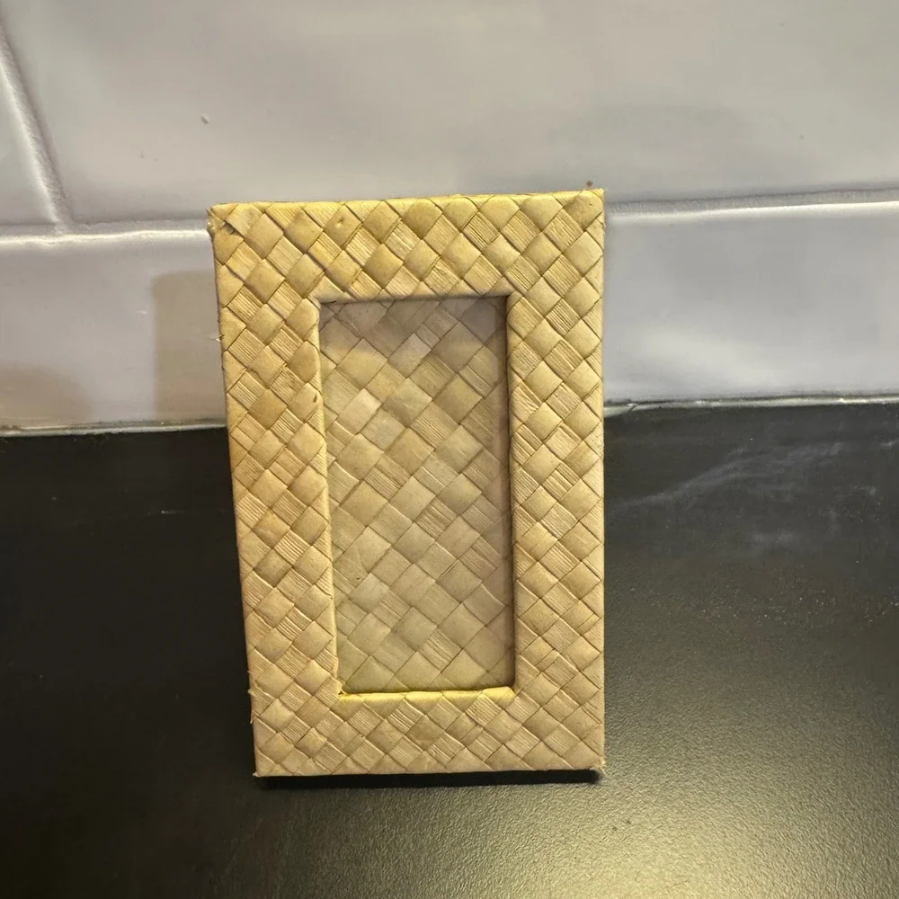 Woven Straw Picture Frame Small Natural Tan Boho Coastal Tropical Decor